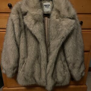 Princess Polly Cream Teddy Jacket